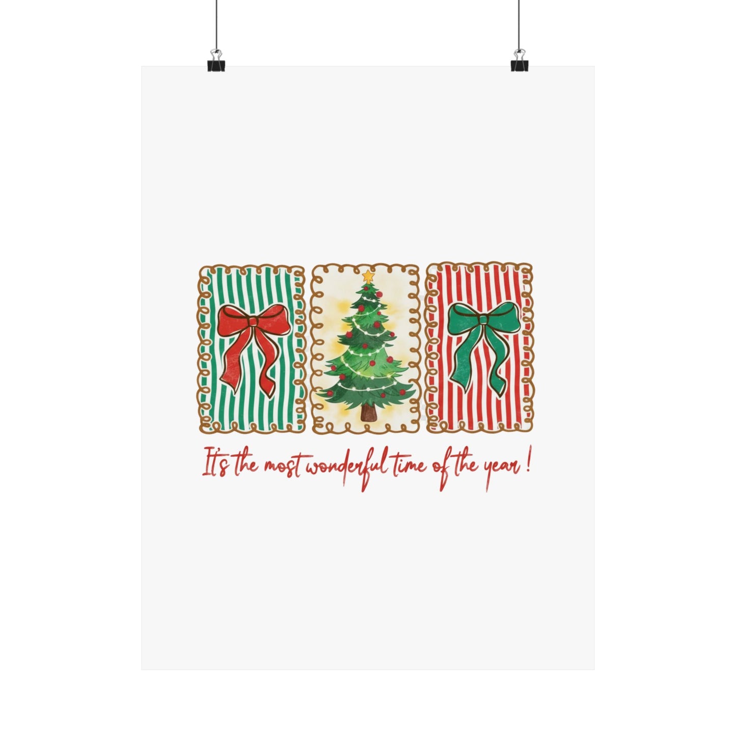 Festive Christmas Tree & Bow Design | It’s the Most Wonderful Time of the Year – Holiday Shirt, Mug, Tote & Home Decor Poster