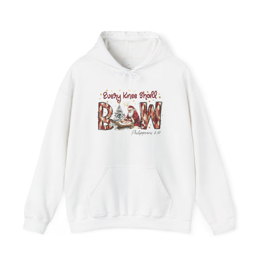 Every Knee Shall Bow Philippians 2:10 | Christian Christmas Design with Santa & Baby Jesus | Faith-Based Holiday Gift