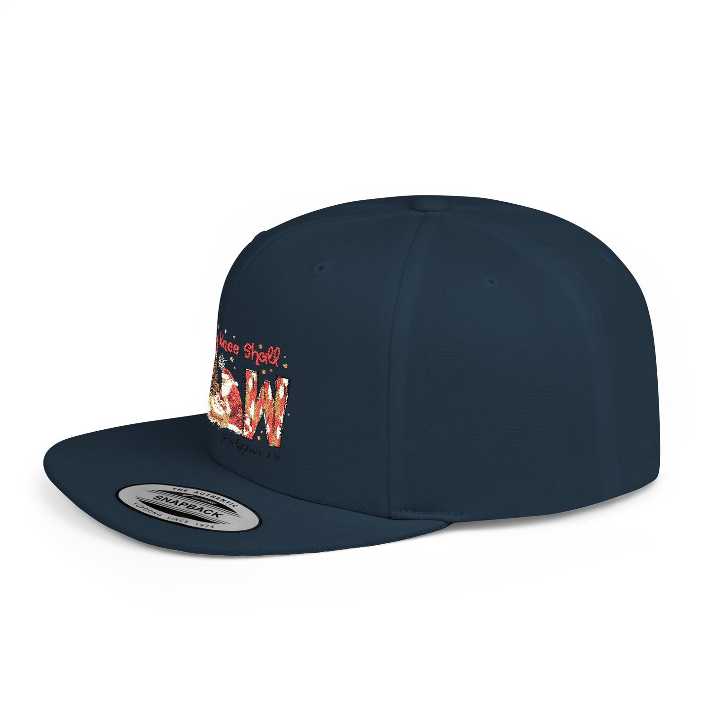 Every Knee Shall Bow Philippians 2:10 | Christian Christmas Design with Santa & Baby Jesus | Faith-Based Holiday Gift Snapback Cap