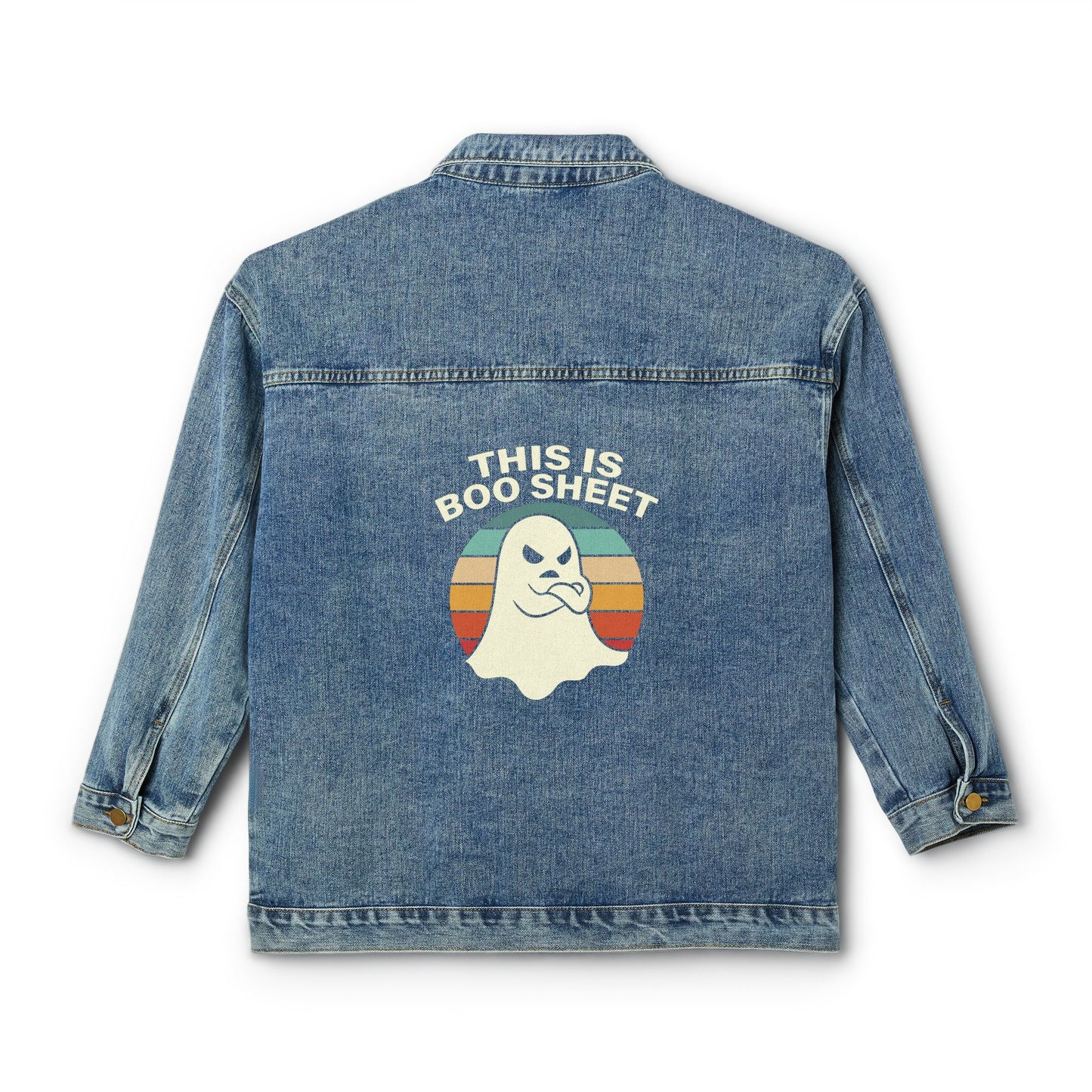 Spooky Vibe Women's Denim Jacket, Halloween Fashion, Ghost Print Jacket, Casual Fall Outfit, Layering Jacket, Unique Gift Idea